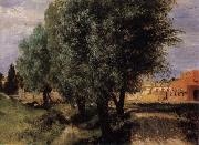 Adolph von Menzel Building Site with Meadow oil on canvas